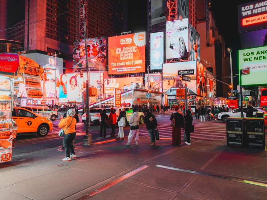 Bustling nighttime in Times Square